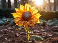 a single sunflower in the middle of a field Royalty Free Stock Photo