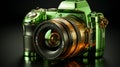 A single swappable camera objective on green background