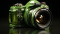 A single swappable camera objective on green background