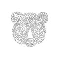 Continuous one line drawing design vector of adorable panda