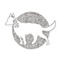 Single swirl continuous line drawing of cute fox abstract art. Continuous line draw graphic design vector illustration style of