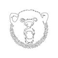 Continuous line drawing design vector illustration style of carnivoran bear