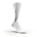 a single Tall white socks on an isolated white background