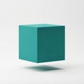 A single teal cube floating in space Royalty Free Stock Photo