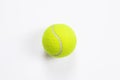 Single tennis ball isolated white background. Top view Royalty Free Stock Photo