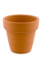 Single terracotta plant pot over white