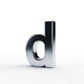 3D Metallic Silver Lowercase Letter D on White Background alphabet Royalty Free Stock Photo