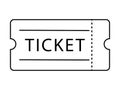 Single Ticket Admission. Black Outline Isolated on a White Background. EPS Vector