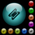 Single ticket icons in color illuminated glass buttons