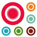 Single tire icons circle set