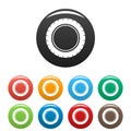 Single tire icons set color