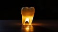 A single tooth isolated in darkness a spotlight on the point of pain