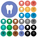 Single tooth round flat multi colored icons