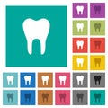 Single tooth square flat multi colored icons