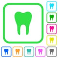 Single tooth vivid colored flat icons