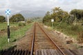 Single track rail-line. Royalty Free Stock Photo