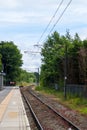 Single track rail line in rural countryside Royalty Free Stock Photo