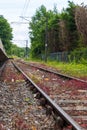 Single track rail line in rural countryside Royalty Free Stock Photo