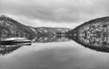 Single track railway bridge over the Vltava river, Czech Republic . Royalty Free Stock Photo