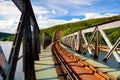 Single track railway bridge over the Vltava river - HDR Image Royalty Free Stock Photo