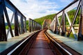 Single track railway bridge over the Vltava river - HDR Image Royalty Free Stock Photo