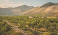 Single track railway line on a field Royalty Free Stock Photo