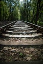 Single-track railway line in forest Royalty Free Stock Photo