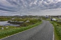 Single track road through scenic landscape of Isle of Harris, Scotland, Great Britain Royalty Free Stock Photo