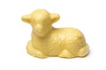 Single traditional easter butter lamb on white background close up