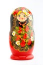 Single traditional russian matryoshka doll on white background Royalty Free Stock Photo