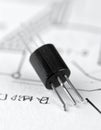 Macro View of a Transistor on a Schematic Royalty Free Stock Photo