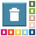 Single trash white icons on edged square buttons Royalty Free Stock Photo