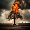 Tree on fire - ai generated image