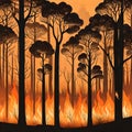 Tree on fire - ai generated image