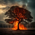 Tree on fire - ai generated image