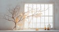 Ethereal Photoshoot: Dried Branches And Delicate Flowers On Window Sill