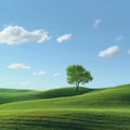 Lone Tree Standing in Green Field Royalty Free Stock Photo