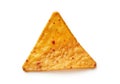 Single triangular seasoned corn tortilla chip isolated on white background Royalty Free Stock Photo