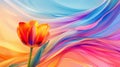 Single tulip flower head. Floral abstract background