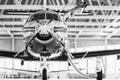 Single turboprop aircraft Pilatus PC-12 in hangar. Stans, Switzerland, 29th November 2010. Royalty Free Stock Photo