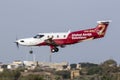 Single Turboprop Pilatus on finals Royalty Free Stock Photo