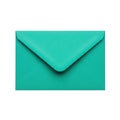 Single turquoise envelope on white background Royalty Free Stock Photo
