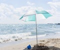 Single umbrella on the beach