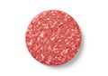 Raw ground beef patty isolated on white background Royalty Free Stock Photo