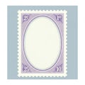 Vintage postage stamp with intricate border and blank oval center ready for design Royalty Free Stock Photo