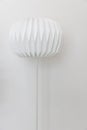 The single unique round shape paper electric floor lamp on white wall background