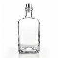 a clear glass spirits bottle isolated on a white background