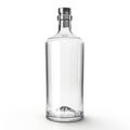 a clear glass spirits bottle isolated on a white background