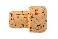 Single, unused, new, brown natural wine or champagne cork isolated
