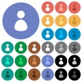 Single user round flat multi colored icons